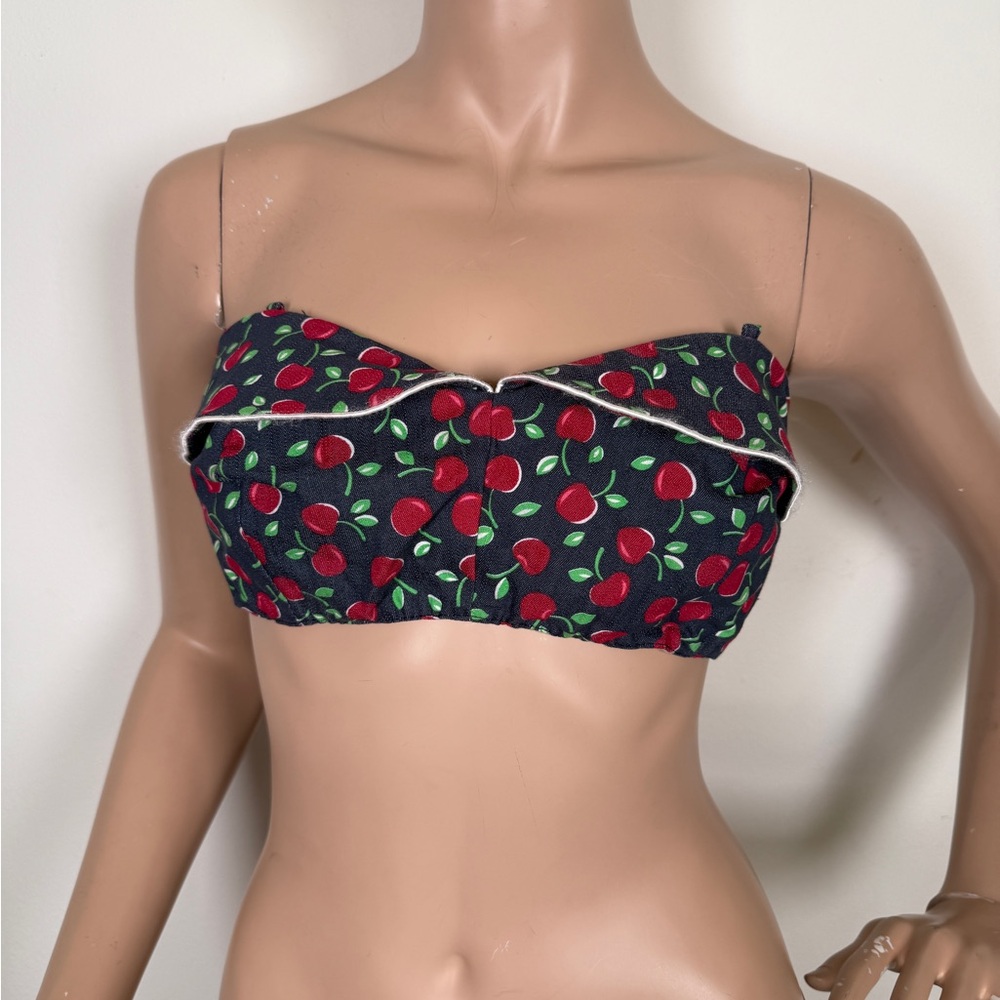 Cherry Print strapless pinup bustier - Sz M